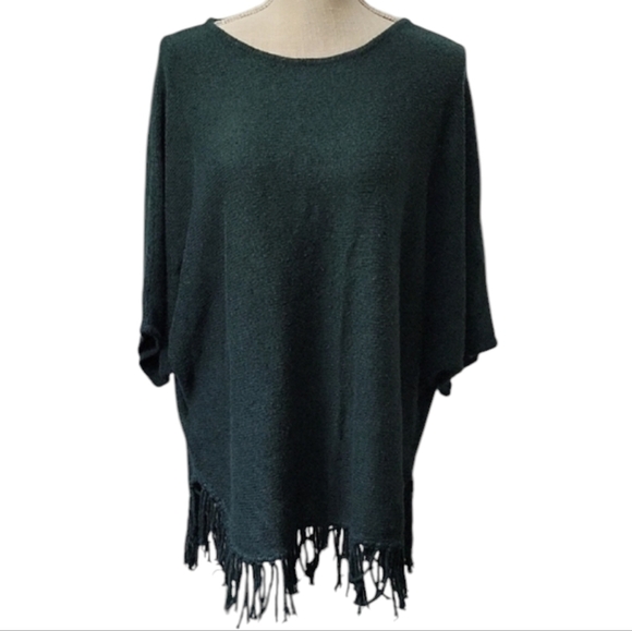Valerie Stevens Chic Dark Green Fringe Sweater - Picture 1 of 5